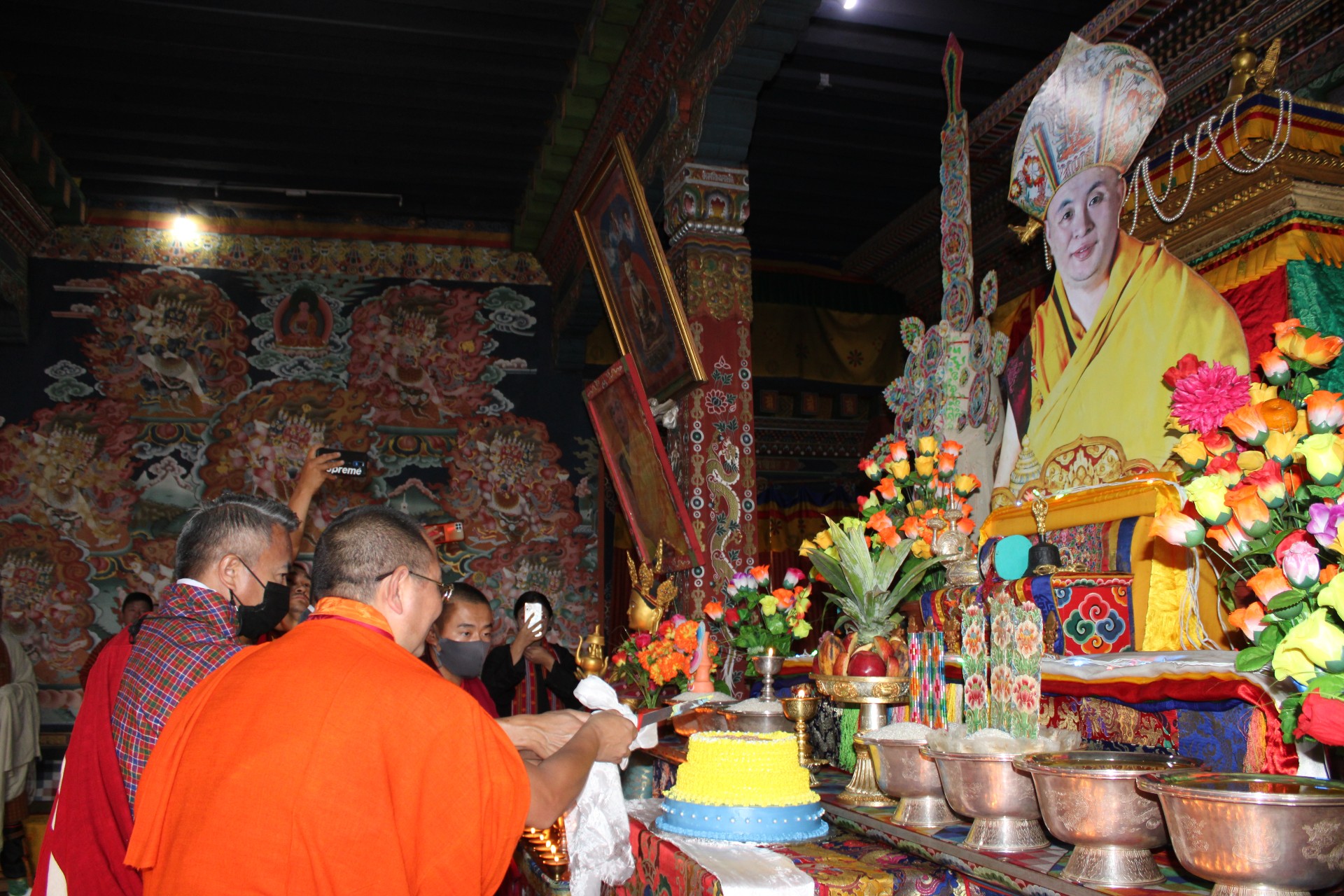 Cake cutting ceremony to celebrate 67th Birth anniversary of the 70th Je khenpo Trulku Jigme Choeda