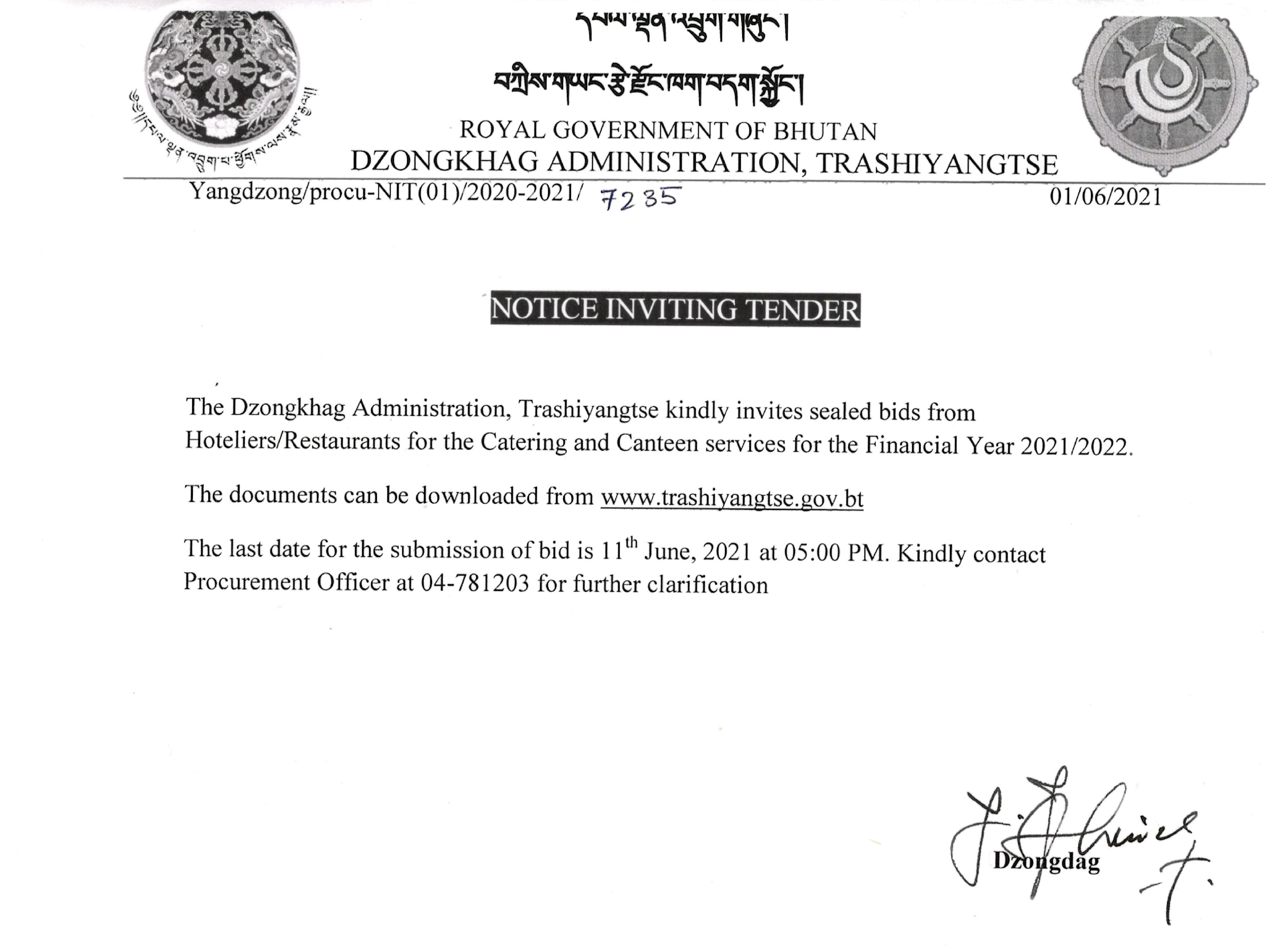 Notice Inviting Tender